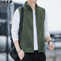 JEEPSPIRIT男装加厚马甲宽松冬季新款纯色休闲无帽保暖外套_4 L 军绿色