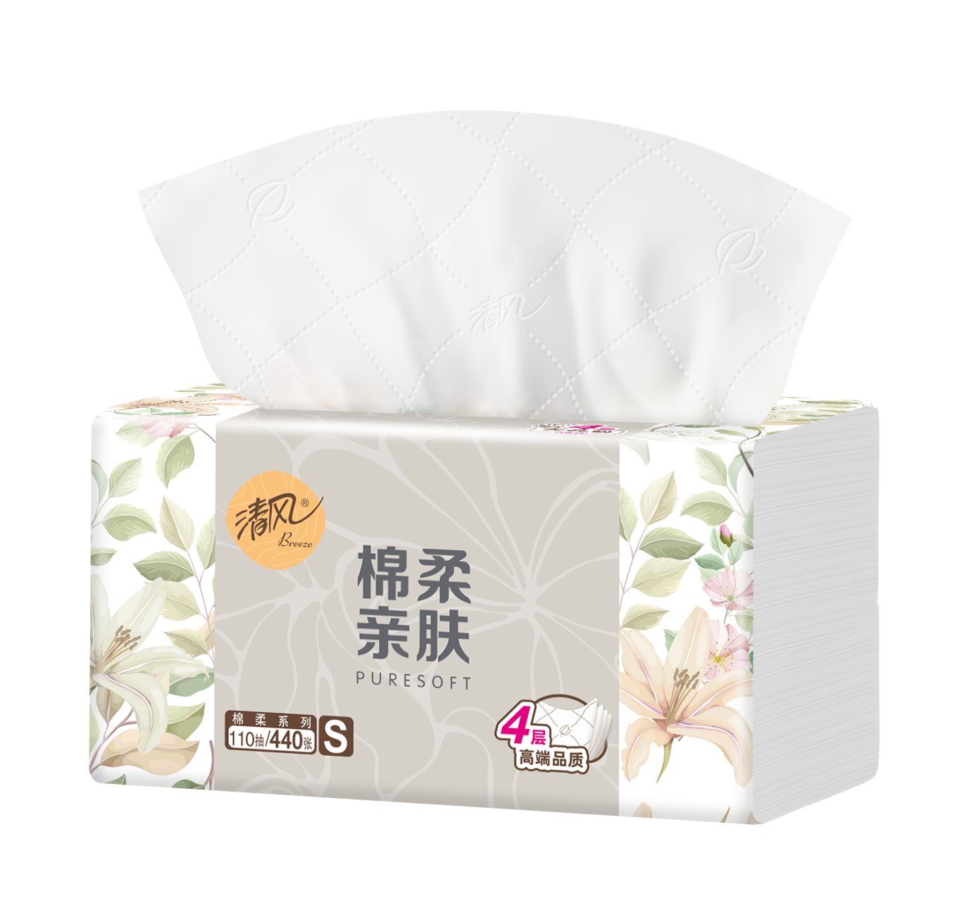 清风 棉柔系列4层110抽/包*3一提 BR33SXN(单位:提)高清大图