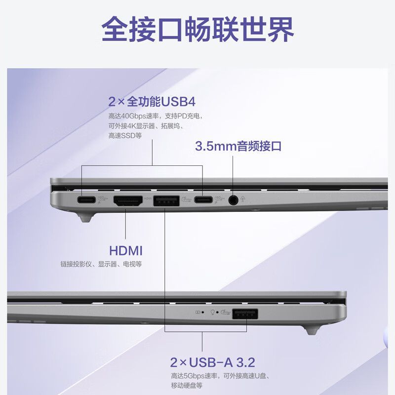 华硕无畏14 AI版 2025 14英寸 护眼 长续航AI轻薄办公笔记本电脑高清大图