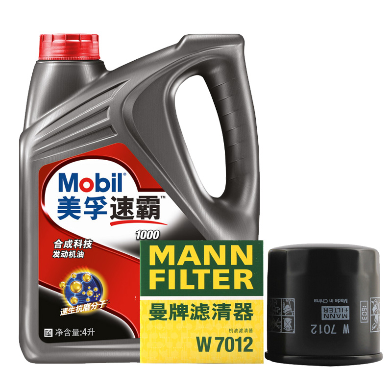 美孚（Mobil）美孚速霸1000 合成机油 5W-30 SN PLUS级 +曼牌（MANN）机油滤清器W7012