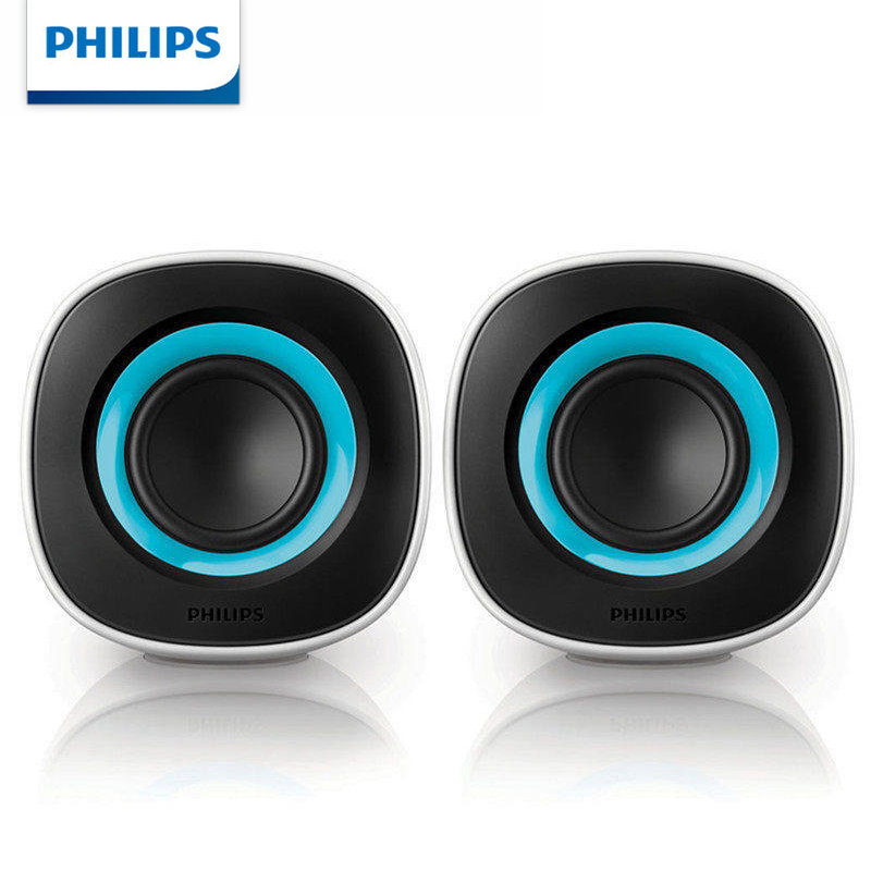 飞利浦(PHILIPS)台式电脑小音箱 低音炮迷你音响 USB笔记本多媒体震撼重低音 蓝色高清大图