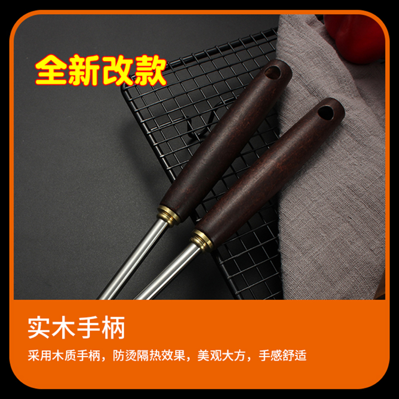 加厚不锈钢木柄锅铲木把汤勺厨房家用炒菜铲子铁炒铲防烫厨具套装 敬平 榉木柄锅铲榉木高清大图