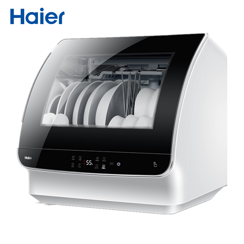 海尔(Haier)HTAW50STGB CN小海贝洗碗机家用小型6套全自动台式免安装变频烘干高温刷碗机神器 可4套