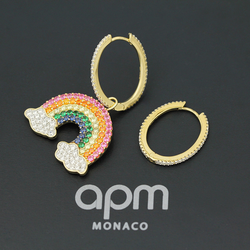 APM monaco彩色不对称彩虹耳环女时尚单圈耳坠设计感轻奢潮流银饰高清大图