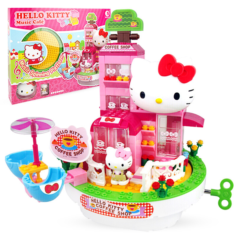 HelloKitty正版凯猫拼装乐高式积木玩具 音乐咖啡店玩具(HKL003 音乐风车餐厅)