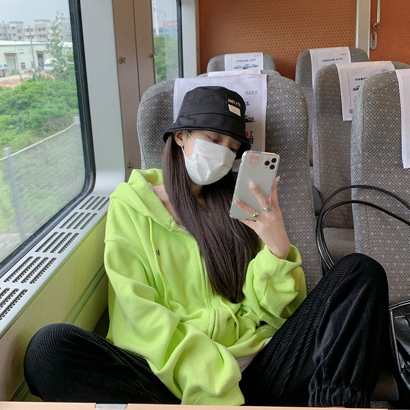 艳如飞粉色卫衣女春秋薄款韩版慵懒风宽松百搭休闲长袖上衣连帽开衫外套T恤