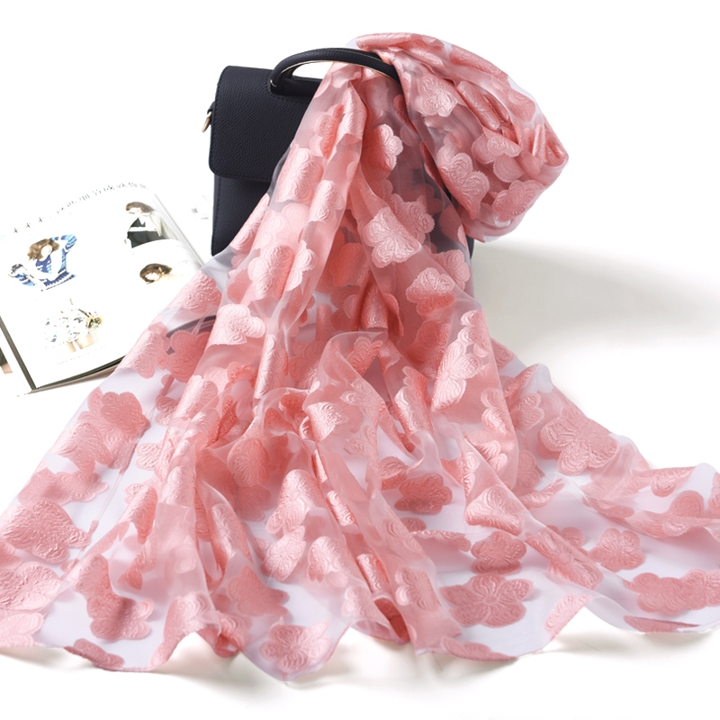 盛世尼曼丝巾欧根纱女士长款纱巾围巾秋冬季韩版百搭新款超大方巾披肩