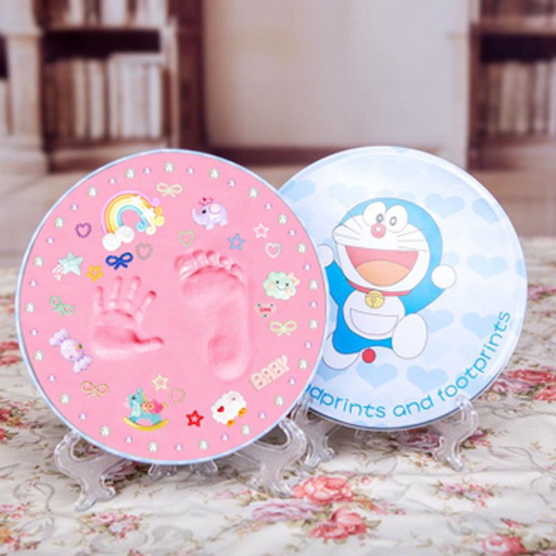 D啦A梦+天蓝泥/海蓝泥/粉泥/红泥/紫泥--婴儿宝宝手脚印手印泥手足印泥儿童新生儿出生百天周岁纪念品礼物