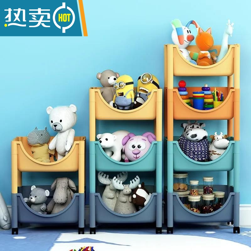 敬平厨房蔬菜置物架收纳省空间落地玩具小推车菜篮家用塑料储物菜架子高清大图