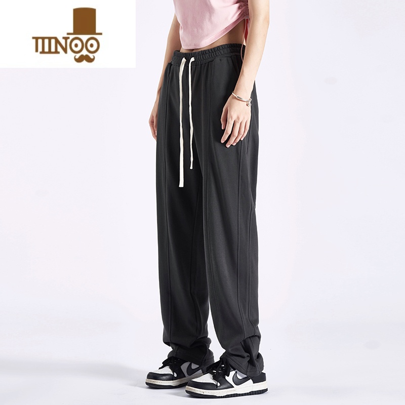 YANXU美式高街垂感宽松阔腿裤潮牌男女复古大码休闲直筒运动长裤高高清大图