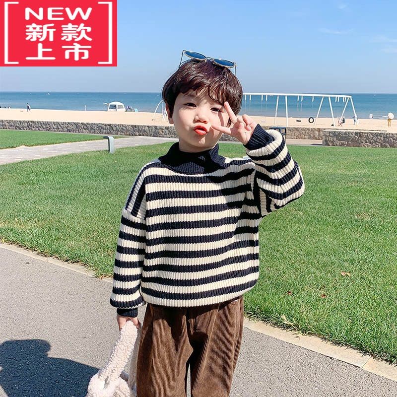 可莉允儿童毛衣加绒加厚秋冬款男童针织衫冬季小童打底宝宝上衣男孩冬装图片