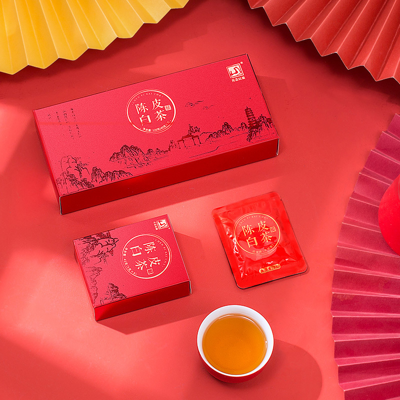 元正福鼎白茶新会陈皮老白茶茶叶寿眉白茶120g礼盒装