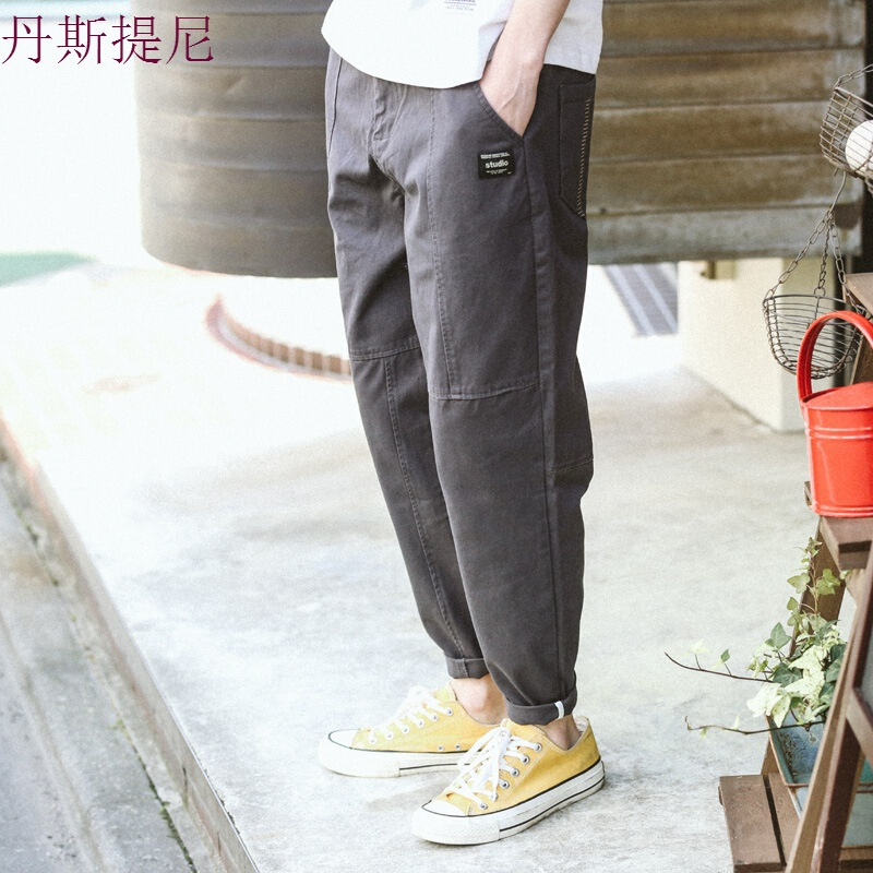 东京衣柜男装春季新款男士裤子韩版潮流工装休闲裤学生休闲长裤男深灰色