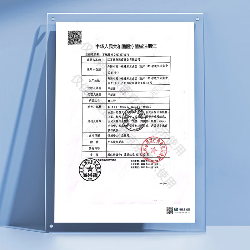 远燕 血压计 XJ-C(0~40kPa)立式水银血压计臂式手动血压测量仪仪器量血压器血压仪表 1台