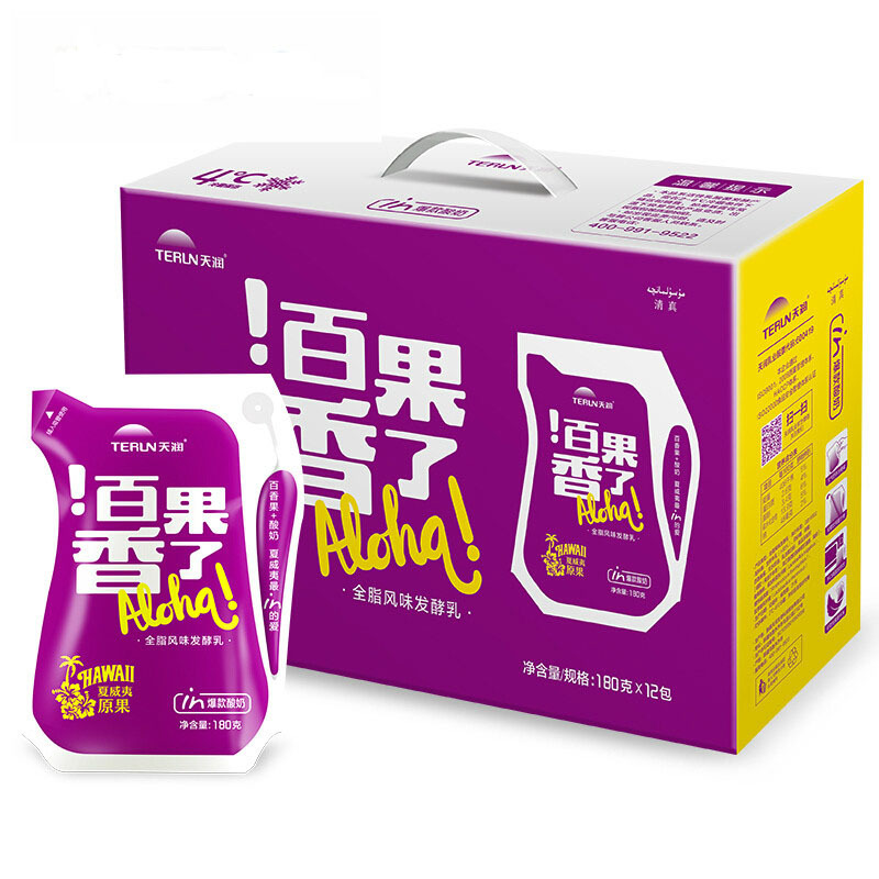 天润新疆特产百果香了酸奶浓缩酸牛奶 180g*12袋