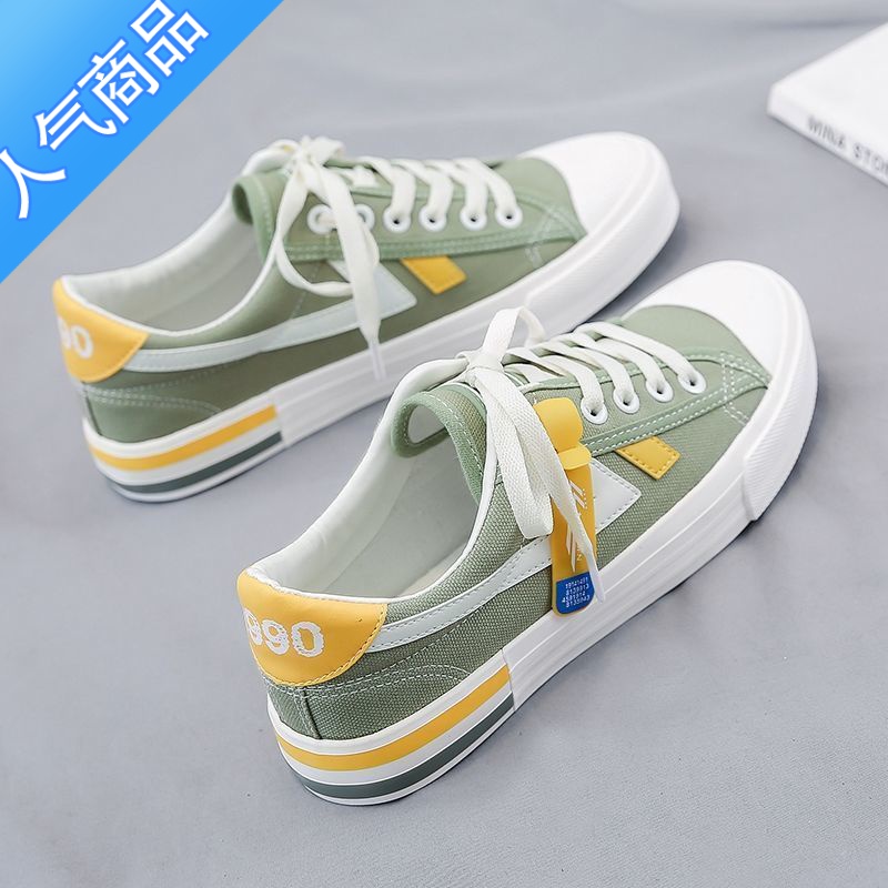 SUNTEK帆布鞋女春季薄款小白鞋2023新款女鞋ulzzang百搭ins街拍潮高清大图