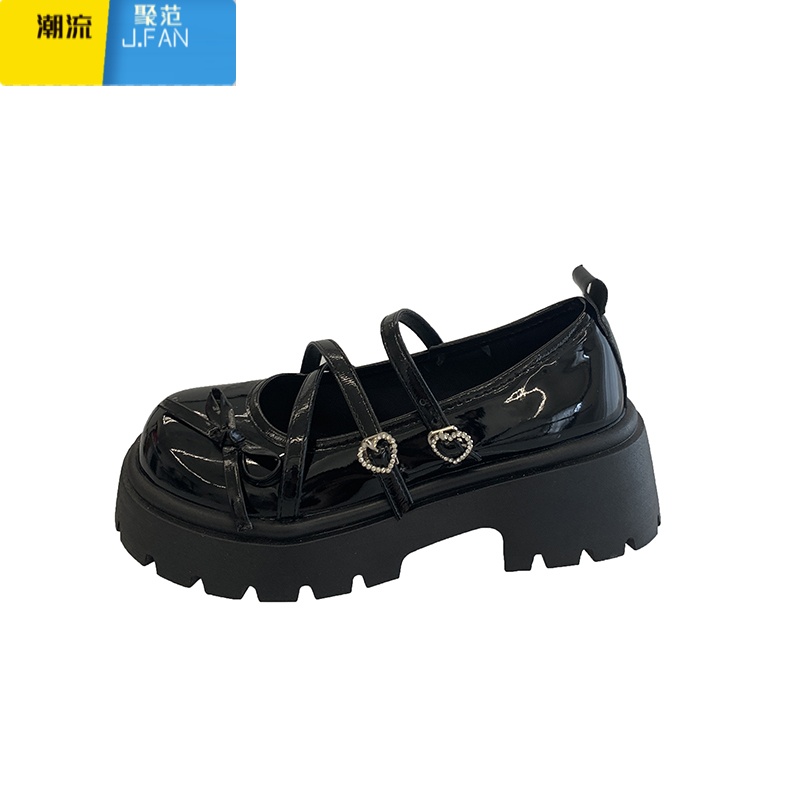 聚范黑色厚底小皮鞋女2024夏季新款日系配裙子法式蝴蝶结玛丽珍单鞋子高清大图