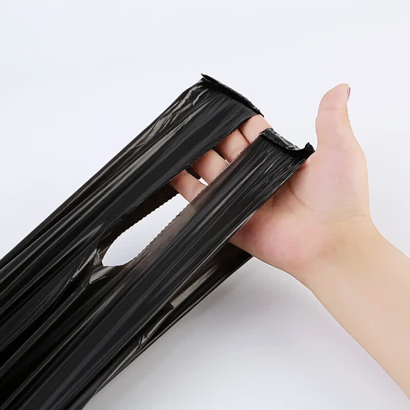 科力邦(Kelibang)KB1002-J4 背心手提式垃圾袋 一次性100只装 45*60cm/5卷双面2丝 商用黑色高清大图