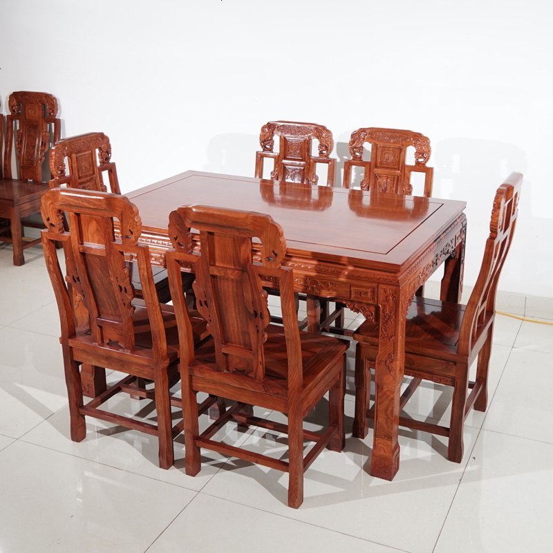花梨木餐桌组合红木家具刺猬紫檀雕花一桌六椅全实木长方形饭桌报价 参数 图片 视频 怎么样 问答 苏宁易购