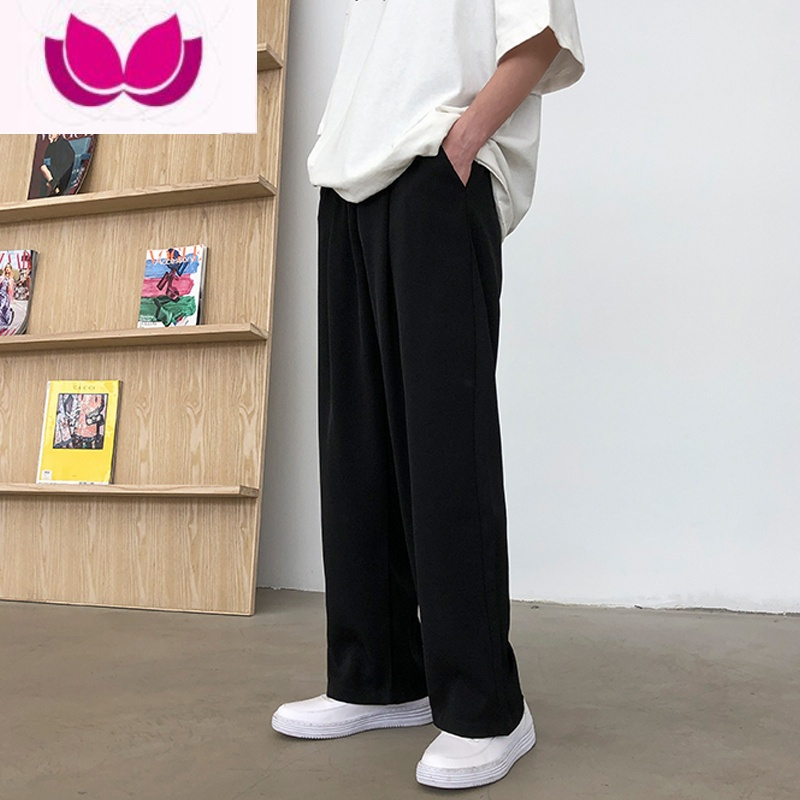 七斓西装裤男士宽松款港风潮流休闲长裤阔腿裤直筒裤子垂感西裤
