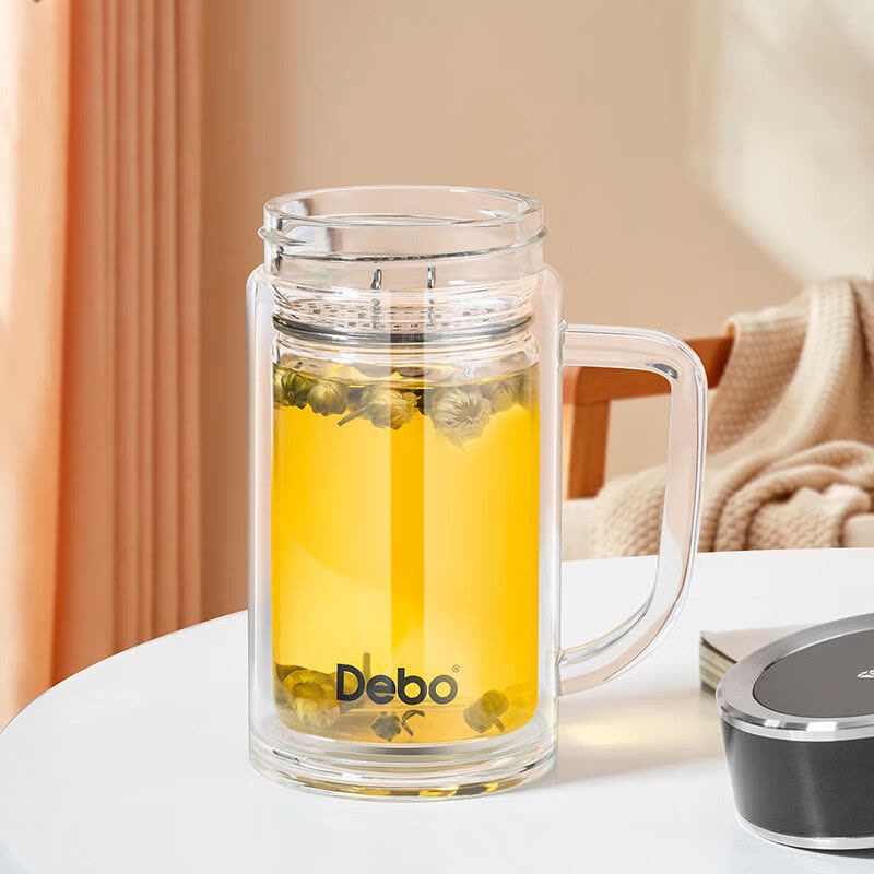 德铂(Debo)拉文德办公杯双层玻璃杯耐热350ml茶杯DEP-912图片