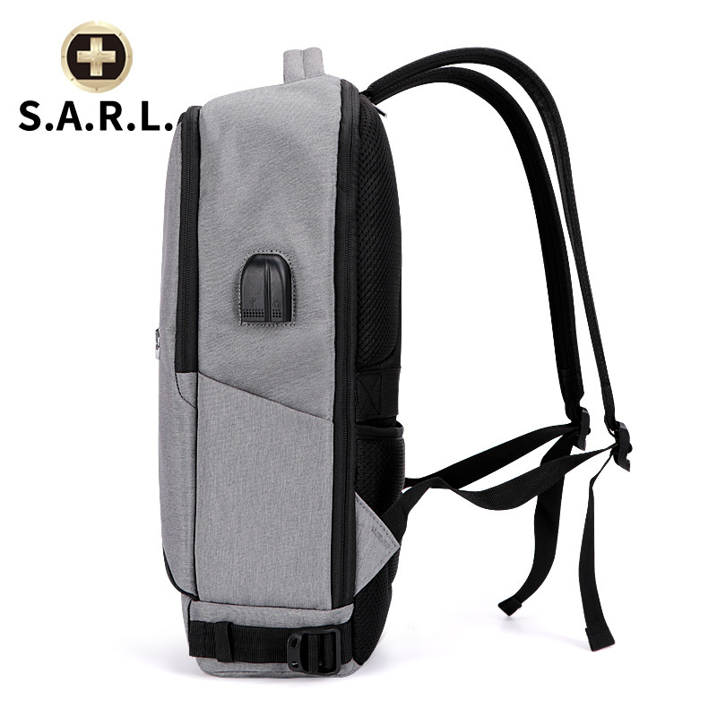 S.A.R.L瑞士双肩电脑包15.6英寸笔记本 休闲男女通用旅行包 学生书包58019 灰色
