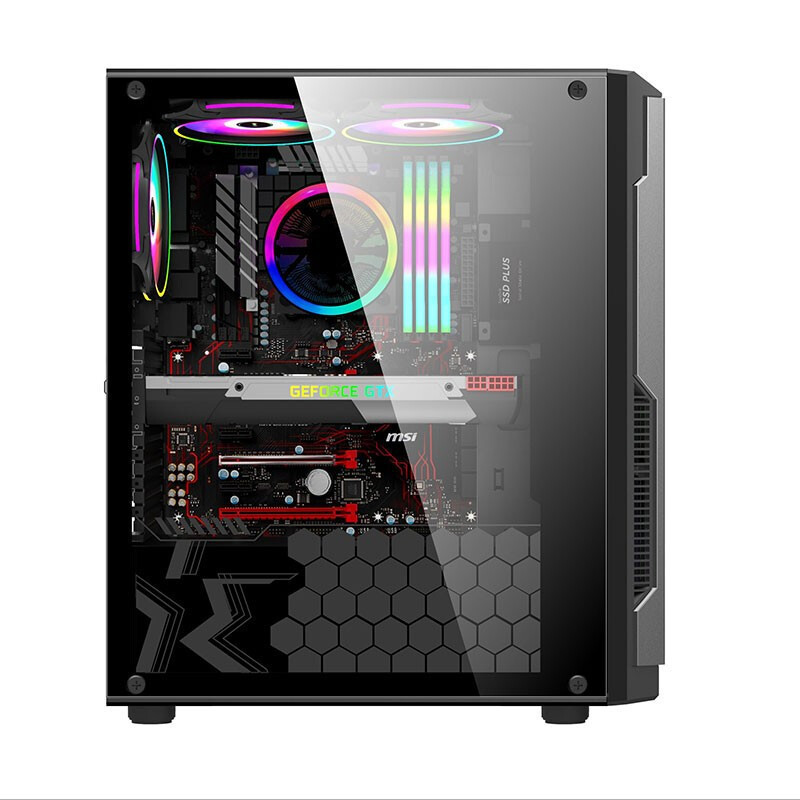 铭能 i9级十核E5-2670V2/RX580 8G独显/16G内存/512G固态 台式电脑 DIY组装机 台式机 电脑主机 组装电脑 家用办公商务学生游戏台式主机+24英寸全套高清大图