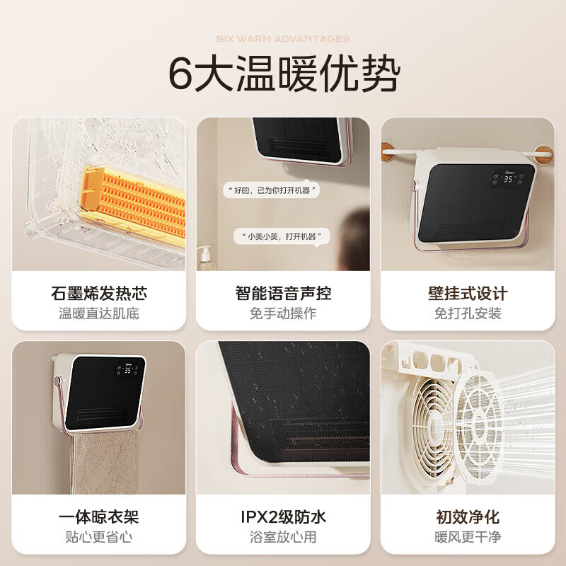 美的(Midea)家用迷你台式桌面静音速热取暖暖风机 NFT-FHR高清大图