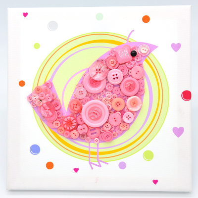 儿童彩色纽扣粘贴创意diy手工制作材料包礼物幼儿园小学生扣子画30cm