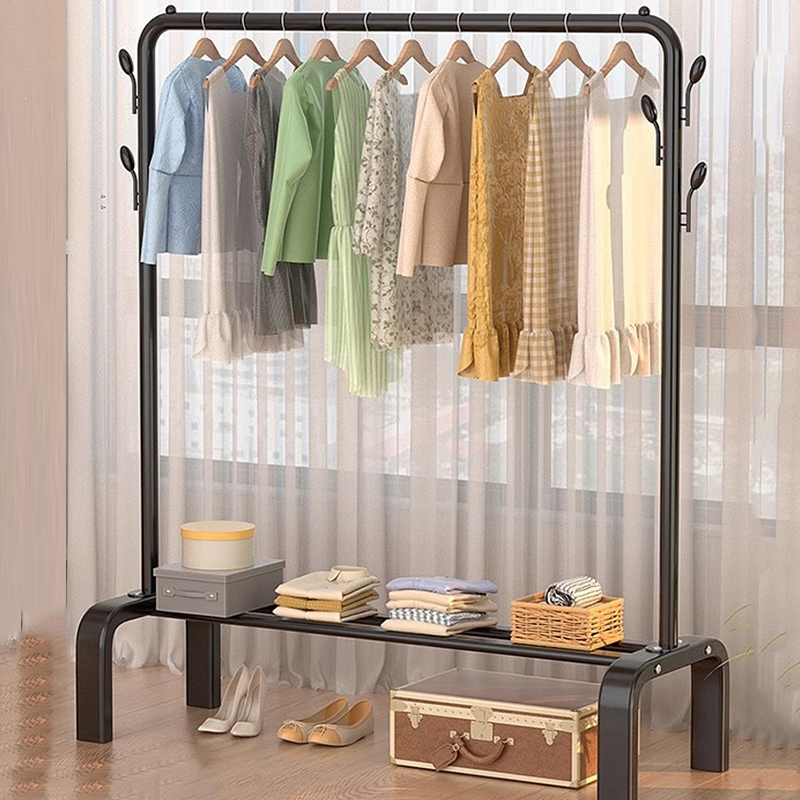 手逗简易晾衣架落地折叠阳台晒衣服架子家用卧室家用晾衣杆折叠挂衣架