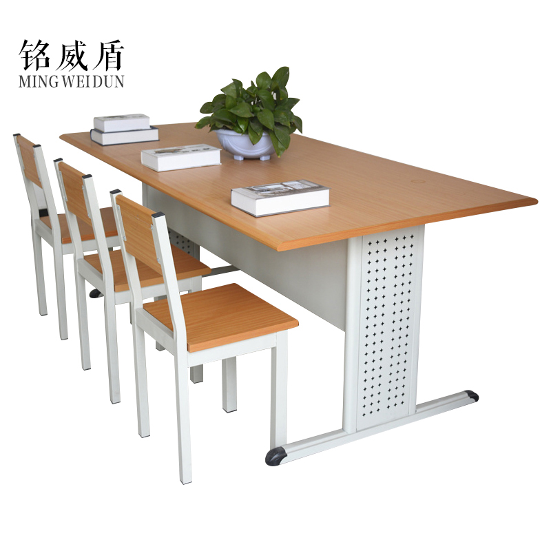 铭威盾学校图书馆阅览室桌椅书店会议室培训阅读桌钢木学生桌学生椅【工厂现做 7天内发货】