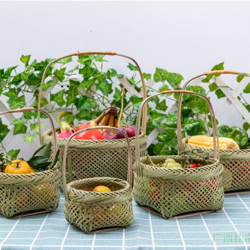 手工竹制品竹篮子收纳筐水果篮创意篮子家用点心竹编篮子竹筛簸箕创意