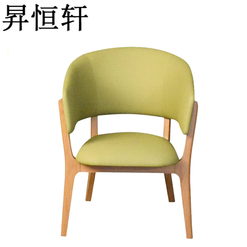 昇恒轩 单人沙发实木餐椅现代简约带扶手皮椅/个(绿色)高清大图