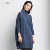 ERDOS 纯色半高领宽松七分袖纯羊绒女针织衫