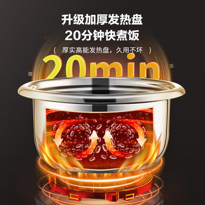 荣事达(Royalstar)电饭煲用老式多功能电饭锅商用饭店机械式煮饭家大容量饭锅3-8人带蒸笼不锈钢内胆煮饭煲 银黑色高清大图
