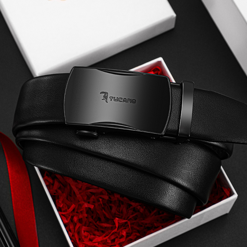 啄木鸟皮带男士真皮自动扣腰带2025新款商务休闲中青年纯牛皮款带高清大图