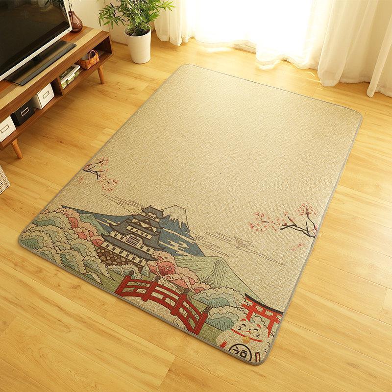 美帮汇新中式地毯北欧客厅卧室藤席地毯日式凉席垫定做榻榻米地垫飘窗垫