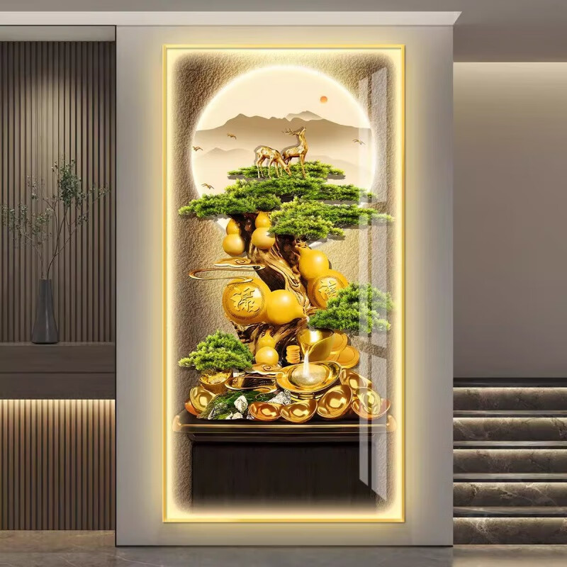 维诺亚葫芦led带灯轻奢入户玄关装饰画走廊过道挂画壁画简约感高清大图