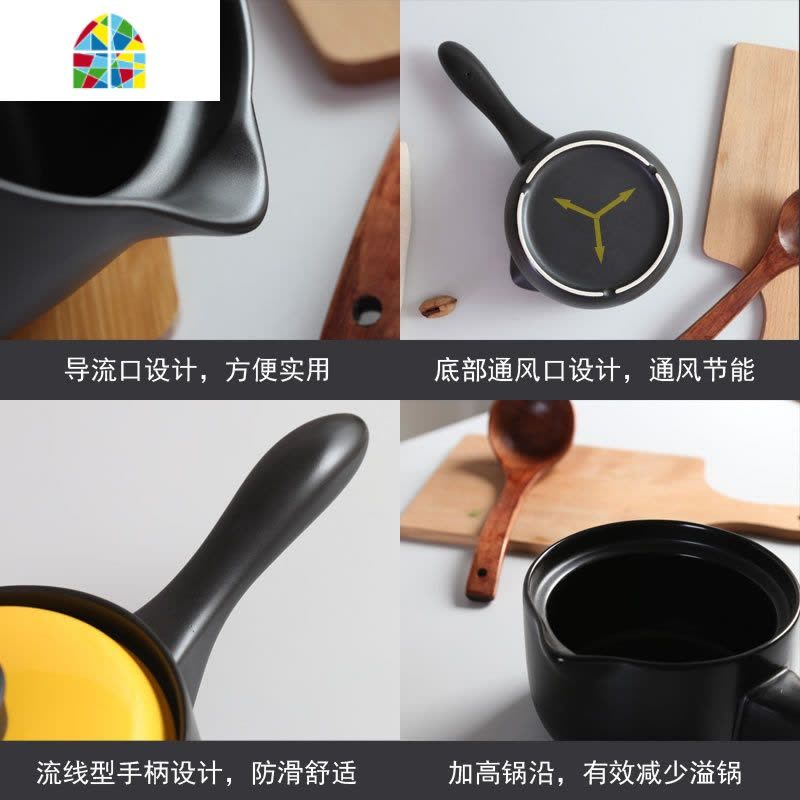 陶瓷奶锅婴儿宝宝热奶煮粥锅辅食小砂锅小锅炖奶熬粥迷你燃气家用 FENGHOU 红色1.6升条纹图片