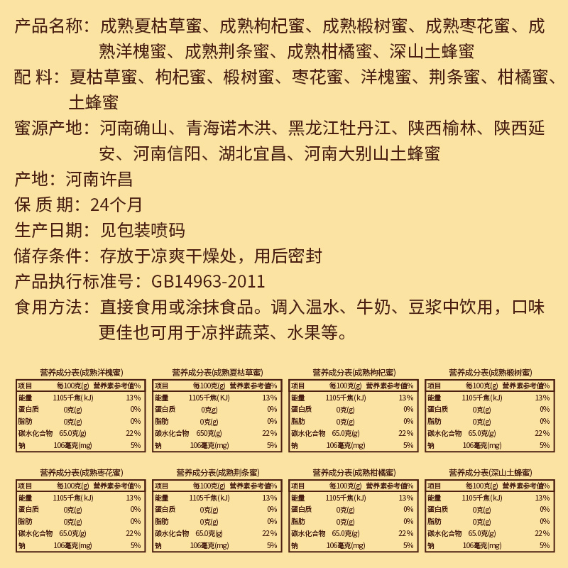 蜂采花蜜 成熟柑橘蜜500g*1瓶自然甜蜜质地浓稠清甜不腻早餐牛奶代餐伴侣瓶装