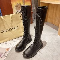 长筒靴女时尚不过膝瘦瘦高筒2021年新款秋冬季百搭骑士马丁靴显瘦 .单里黑/色1 35