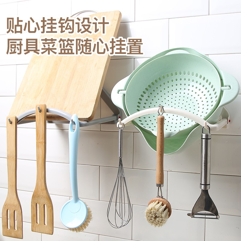 脸盆架壁挂免打孔卫生间浴室厕所自动回弹挂墙式厨房家用收纳置物 三维工匠 [升级款]白+粉色[掉落包赔]浴室置物架高清大图
