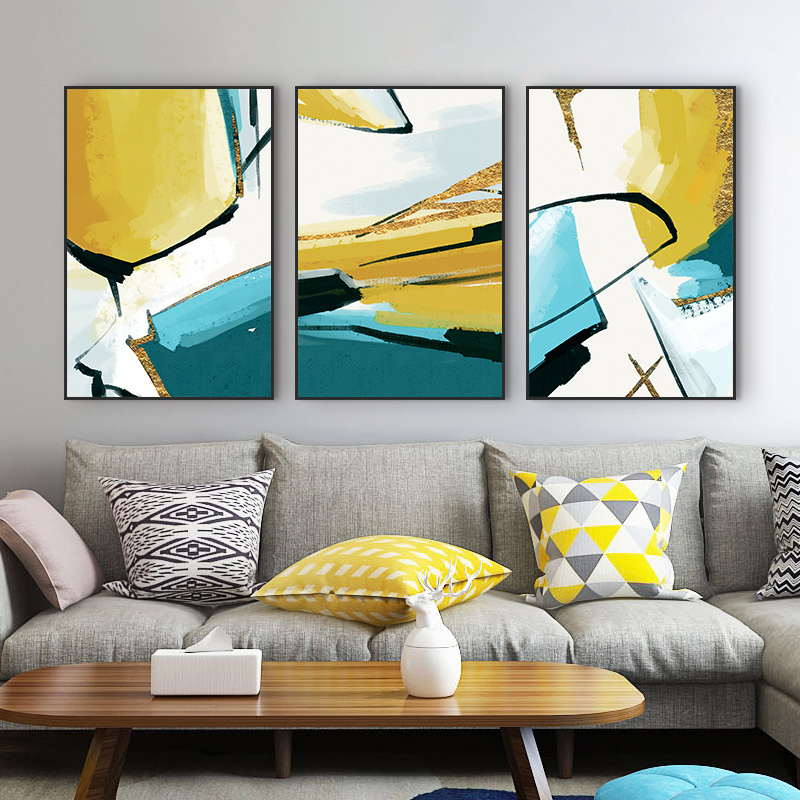 客厅装饰画现代简约ciaa轻奢挂画北欧沙发背景墙三联壁画