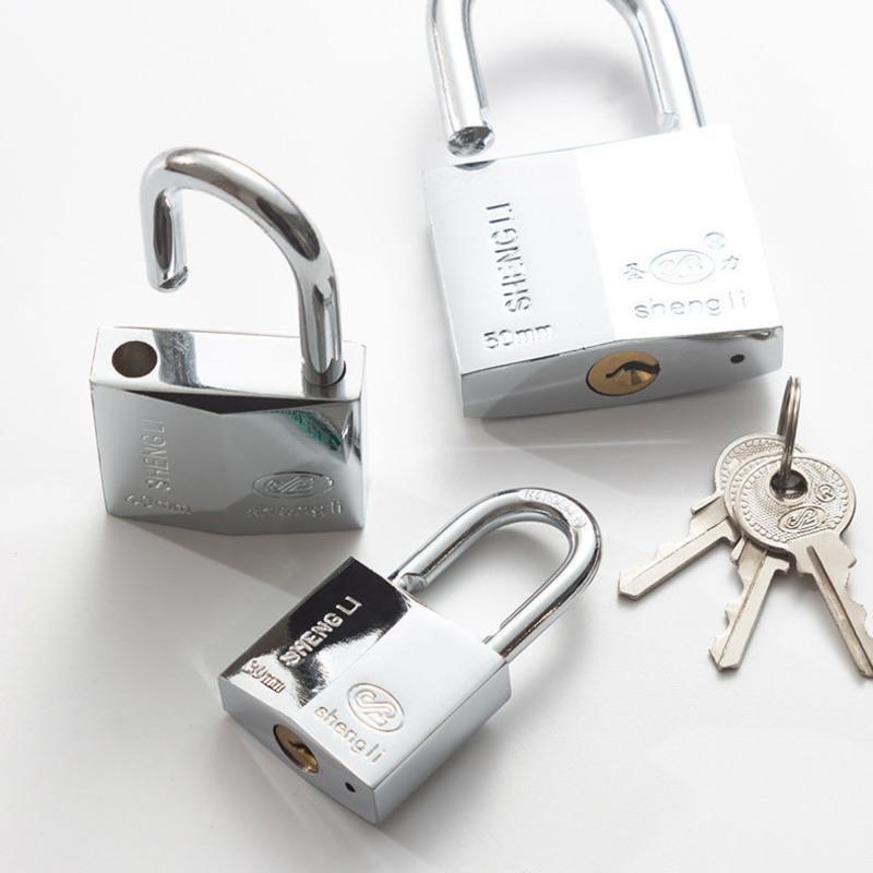 圣力一字菱形锁镀铬防水防锈防撬挂锁宿舍门锁大门锁防盗门锁家用grp