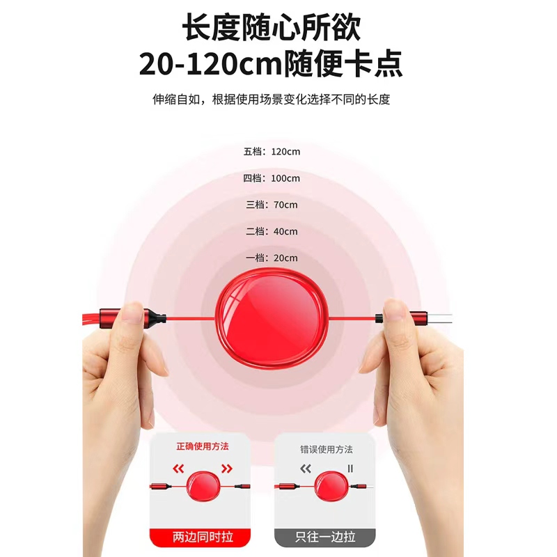 遥里逊新款三合一快充数据线YLX-389-颜色随机高清大图