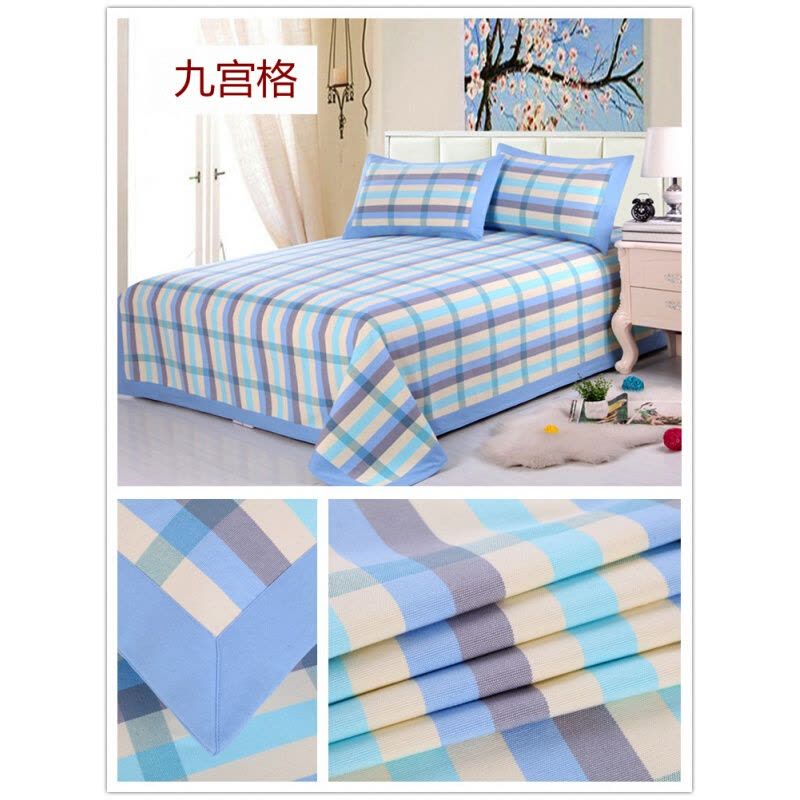 纯棉老粗布凉席床单三件套加厚加密单双人可折叠1.51.8米床夏图片