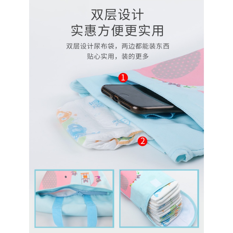 婴儿外出收纳包尿不湿收纳袋便携纸尿裤尿片挂袋多功能宝宝尿布袋收纳袋 三维工匠高清大图