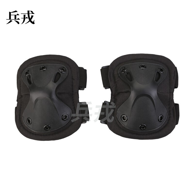 兵戎 战术护膝护肘 户外骑行4件套护具训练套装防护运动护膝护肘装备 黑色护膝护肘