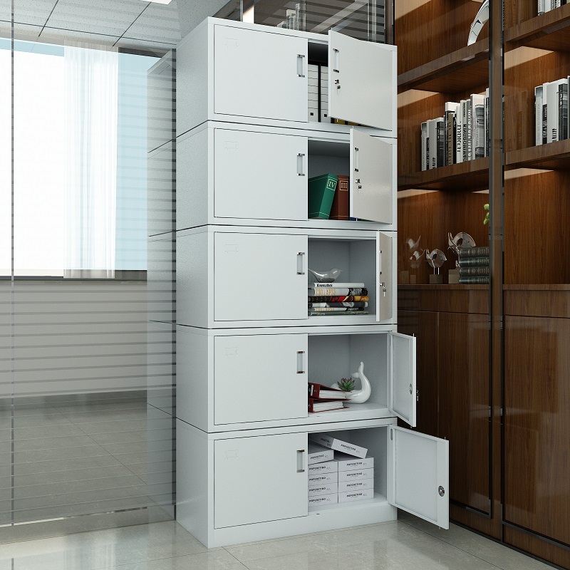 臻远ZY5062296 钢制厚板分五节文件柜 85*39*203cm(单位:台)灰白色高清大图