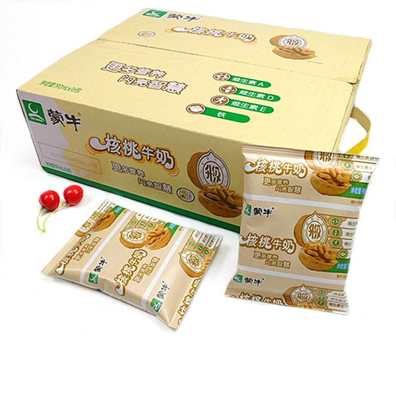 蒙牛核桃牛奶整箱批特价190ml16包纸袋装学生早餐核桃奶无菌枕